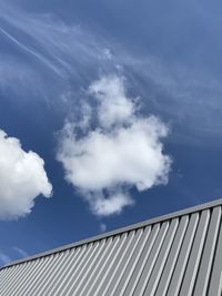 Low angle view of building against blue sky