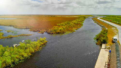 Scenic view of river amidst landscape against sky