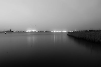 Scenic view of lake against clear sky