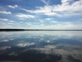 Reflection of clouds in calm lake