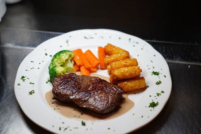 Close-up of meal served in plate