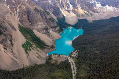 Magical view of louise lake in banff national park, canada, ten peaks valley. inspirational photo.