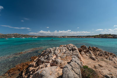 Scenic view of sea against blue sky