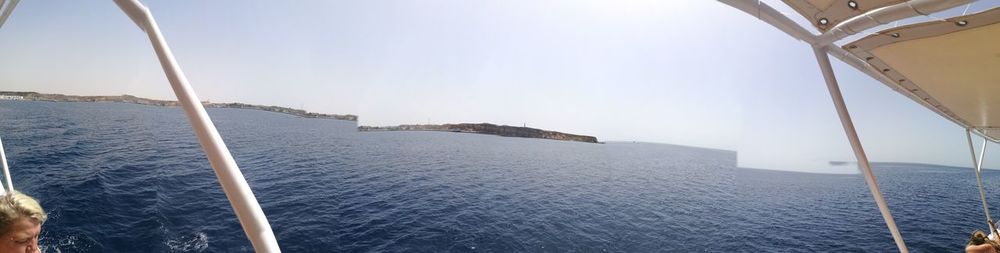 Panoramic view of sea against clear sky