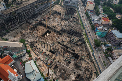 High angle view of buildings in city