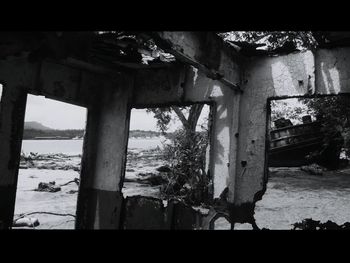 Abandoned bridge over sea