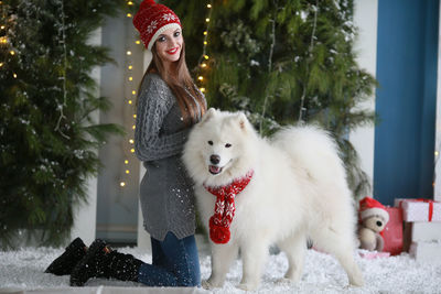 Portrait of woman with dog