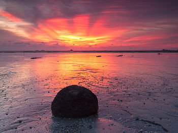 Scenic view of sea during sunset