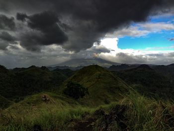 Scenic view of landscape against cloudy sky