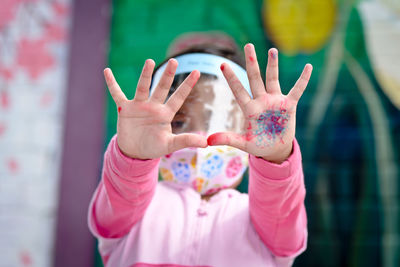 Portrait of girl gesturing