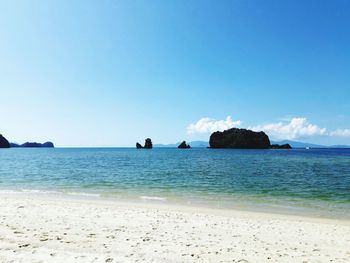 Scenic view of sea against clear sky