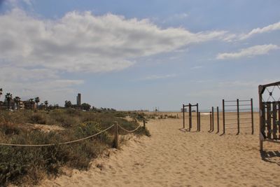 Scenic view of beach against sky