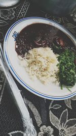 High angle view of food in bowl on table