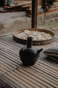 Close-up of wooden table