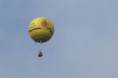 Low angle view of hot air balloon against sky