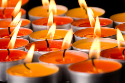 Close-up of illuminated candles