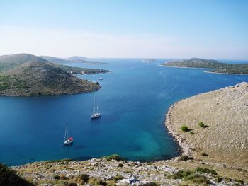 High angle view of sea against sky