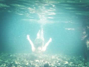 Underwater view of swimming underwater