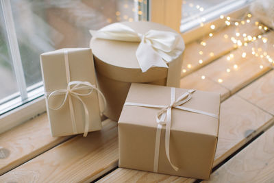 View of christmas decoration on table