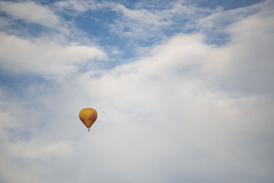 Low angle view of hot air balloon against sky