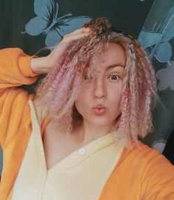 Portrait of a young woman looking down