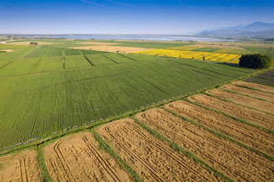 Photographic documentation of the cultivations of the fields seen from above