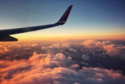 Aerial view of cloudscape against sky during sunset