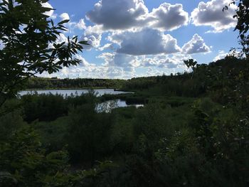 Scenic view of lake against sky