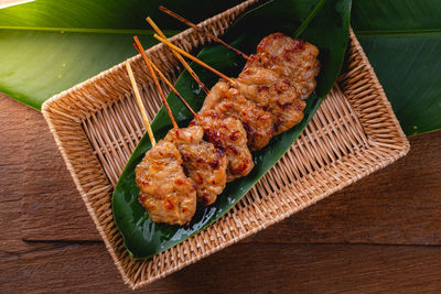 High angle view of food on table