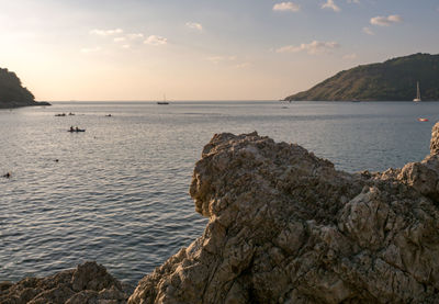 Scenic view of sea against sky during sunset