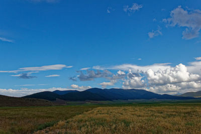 Idyllic landscape against cloudy sky