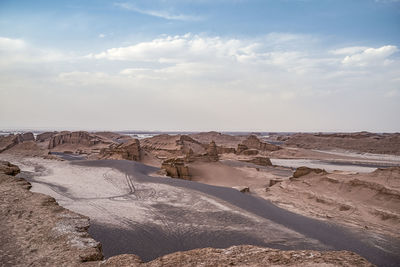 Scenic view of beach against sky