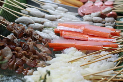 Close-up of chopped vegetables for sale in market