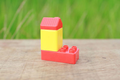 Close-up of toy blocks on table