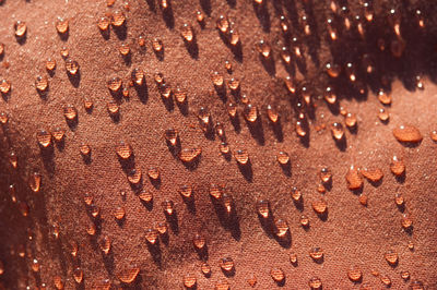 Full frame shot of drops on brown fabric