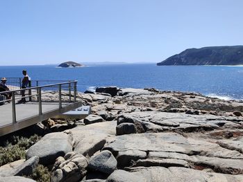 Scenic view of sea against clear sky