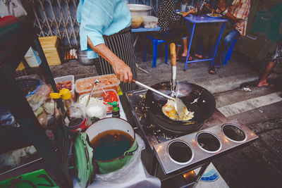 High angle view of food on table