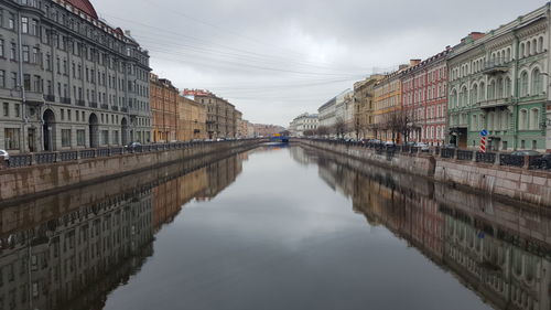 Buildings reflecting on canal in city