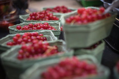 Close-up of strawberries in market