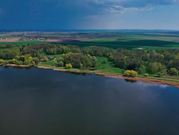 Scenic view of lake against sky