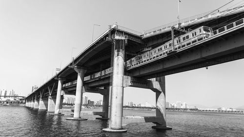 Bridge over river against clear sky