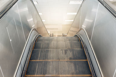 High angle view of escalator at subway station