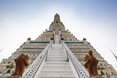 Low angle view of temple building against clear sky