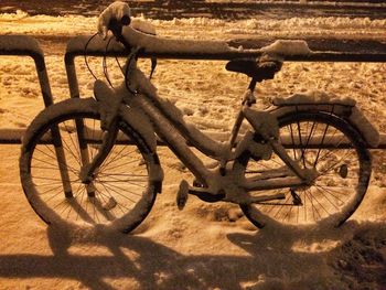 Bicycle parked on field