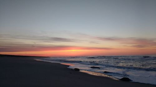 Scenic view of sea at sunset