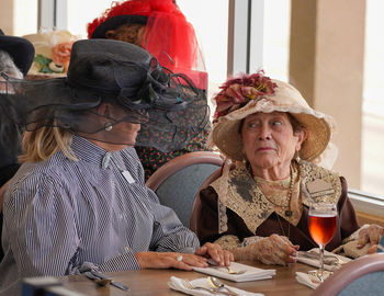 Women sitting at table in restaurant