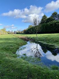 Scenic view of lake against sky