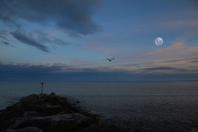 Scenic view of sea at sunset