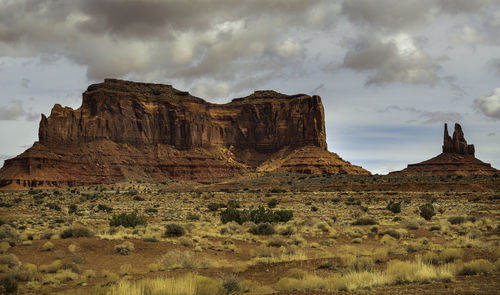 Rock formations on landscape against sky