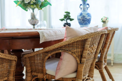 Empty chairs and table at home